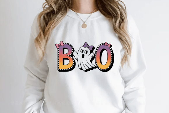 BOO Cute Halloween Ghost Checkered PNG for Your Spooky Designs