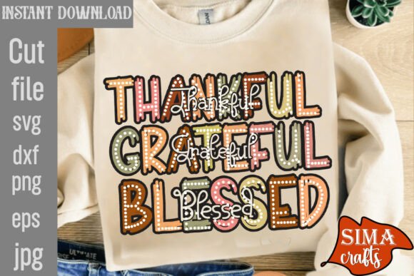 Brushstroke Thankful Grateful Blessed: A Heartfelt Design Asset
