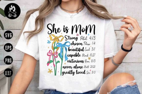 Celebrate Mom with Faith: The She is Mom Bible Verse SVG