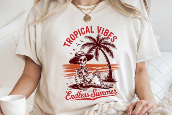 Retro Summer Skeleton: Tropical Vibes for Creative Projects