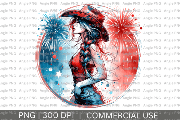 Spark Your Designs with a Cowgirl 4th of July PNG