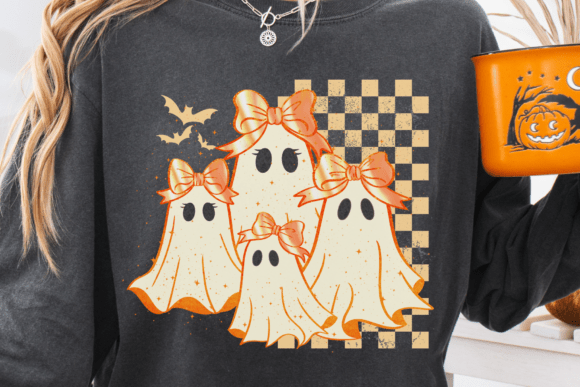Spooky Style Meets Vintage Charm: The Orange Retro Ghost PNG
