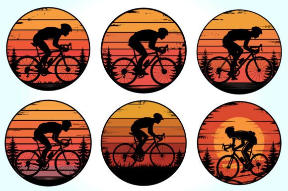 The Nostalgic Appeal of a Cyclist Retro Vintage Sunset Vector